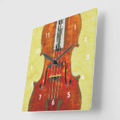 バイオリン時計 スクエア壁時計 (傾斜)