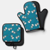 バイオリン模様 鍋つかみ&鍋敷きセット (正面/裏面)