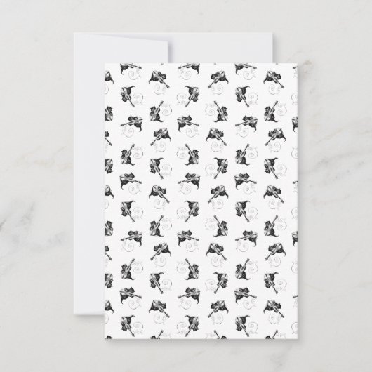 バイオリン猫ミュージックアートカラー付きかわいいカスタム子猫 サンキューカード (正面)