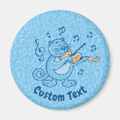 バイオリン磁石付き青ネコ マグネット (正面)