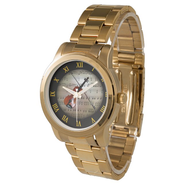 バイオリン背景「ミュージカル惑星」 * ～ 腕時計 (アングル)