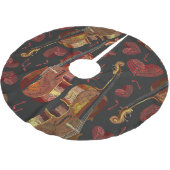 バイオリン赤いハート音楽パターン ブラッシュドポリエステルツリースカート (アングル)