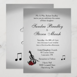 バイオリン音楽の結婚式招待状 招待状