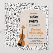 バイオリン音楽の誕生日パーティー テーマの招待状 招待状 (正面/裏面)