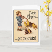 バイオリン音楽を手に入れるバイオリン奏者 カード (黄色い花)