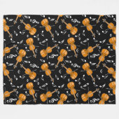 バイオリン音楽ノート フリースブランケット (正面(横))