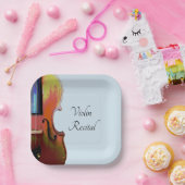 バイオリン音楽リサイタルエレガントブルー ペーパープレート (パーティー)