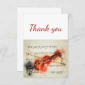 バイオリン音楽レッスン教師ボランティアに感謝 サンキューカード (正面/裏面)