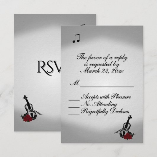 バイオリン音楽 結婚式 RSVP (正面/裏面)