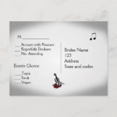 バイオリン音楽RSVPディナーオプション インビテーションポストカード (裏面)