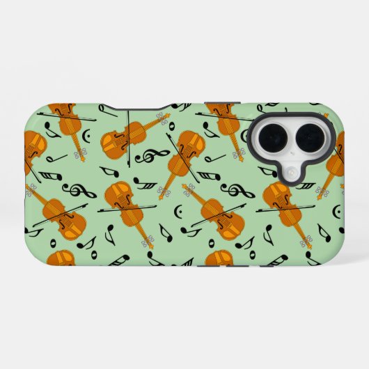 バイオリン音符パターン iPhone 16ケース (裏面横)
