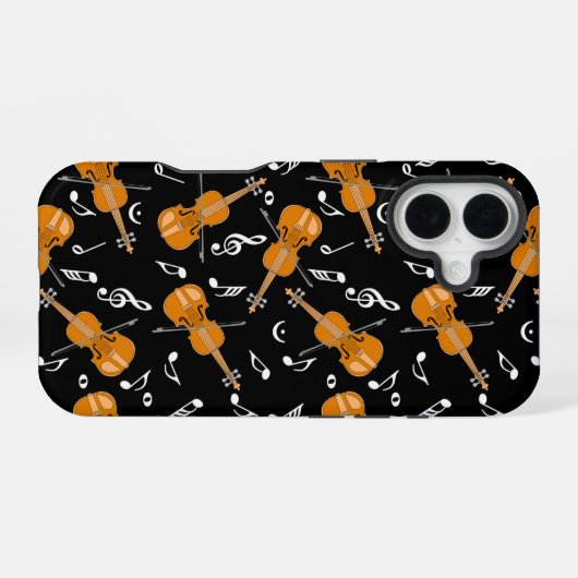 バイオリン音符パターン iPhone 16ケース (裏面横)