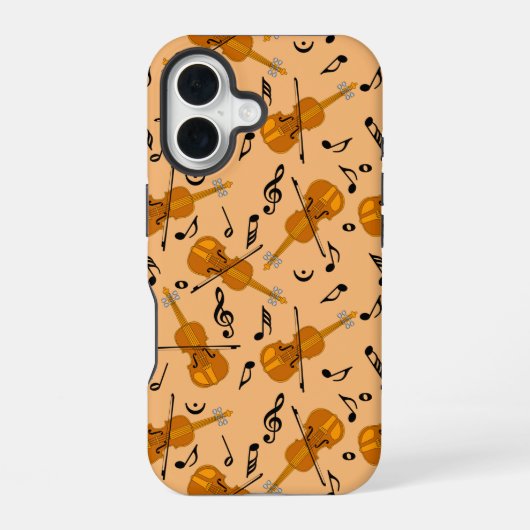 バイオリン音符パターン iPhone 16ケース (裏面)
