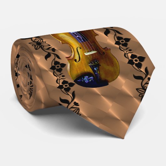 バイオリン – つる植物ネックタイ ネクタイ (ロール)