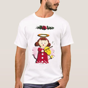 バイオリン、イラストレーションを演奏する天使の絵画 Tシャツ