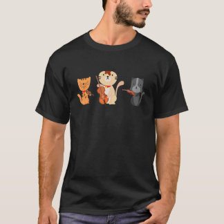 バイオリン チェロを演奏する猫 ネコ ヴァイオリニスト チェロ奏者 Tシャツ