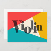 バイオリン トリカラー - ターコイズ コーラル ゴールド ポストカード (正面/裏面)