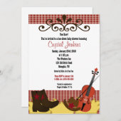 バイオリン、ハット＆ブーツ 5x7 ベビーシャワー招待状 招待状 (正面/裏面)