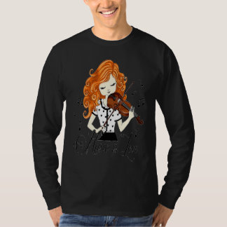 バイオリン+バイオリン+ドレス+ミュージカル+若者 Tシャツ
