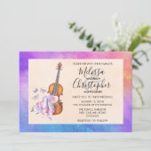 バイオリン、バレエシューズ、そして蝶のウェディング 招待状 (スタンド正面)