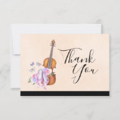 バイオリン、バレエシューズ、花と蝶 招待状 (正面)