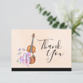 バイオリン、バレエシューズ、花と蝶 招待状 (スタンド正面)