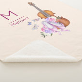 バイオリン、バレエ靴と蝶モノグラム シェルパブランケット (3/4)