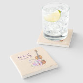 バイオリン、バレエ靴と蝶結婚の ストーンコースター (横)