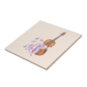 バイオリン、バレエ靴、花と蝶 タイル (側面)