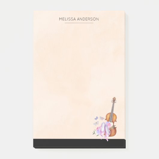 バイオリン、バレエ靴、花と蝶 ポストイット (正面)