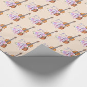 バイオリン、バレエ靴、花と蝶 ラッピングペーパー (角)