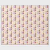 バイオリン、バレエ靴、花と蝶 ラッピングペーパー (フラット)