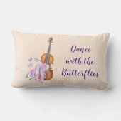 バイオリン、バレエ靴、花と蝶 ランバークッション (裏面)
