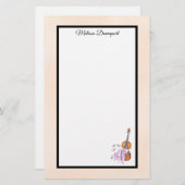 バイオリン、バレエ靴、花と蝶 便箋 (正面/裏面)