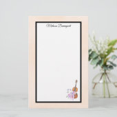 バイオリン、バレエ靴、花と蝶 便箋 (スタンド正面)