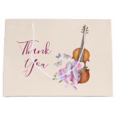 バイオリン、バレエ靴、蝶ありがとう ラージペーパーバッグ (正面)