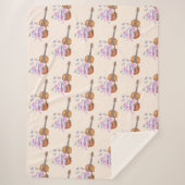 バイオリン、バレエ靴、蝶パターン シェルパブランケット (正面)