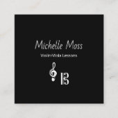 バイオリン・ビオラ音楽レッスン QRコード 黒白 スクエア名刺 (正面)