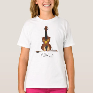 バイオリン·フクロウ音楽子のTシャツ Tシャツ