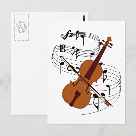バイオリン ポストカード (正面/裏面)