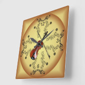 バイオリン~ミュージカル~金色の背景~ スクエア壁時計 (傾斜)