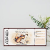 バイオリン レッスン サプライズ ギフト証明書テンプレート 招待状 (スタンド正面)