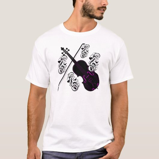 バイオリン、ロッキング愛_ Tシャツ (正面)