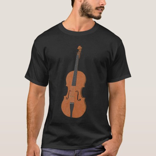バイオリン: 木製のバイオリン: 3dモデル角度#5: 音楽 tシャツ (正面)