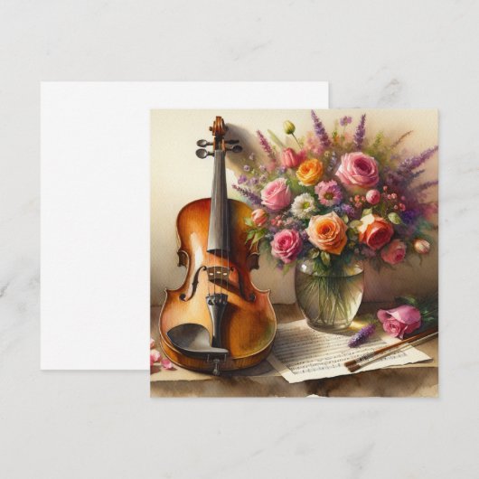 バイオリン、楽譜、花瓶 (正面/裏面)