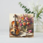 バイオリン、楽譜、花瓶 (スタンド正面)