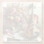 バイオリン、楽譜、花瓶 ガラスコースター (裏面)