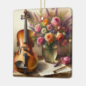バイオリン、楽譜、花瓶 セラミックオーナメント (左)
