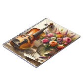 バイオリン、楽譜、花瓶 ノートブック (左側)