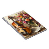 バイオリン、楽譜、花瓶 ノートブック (右側)